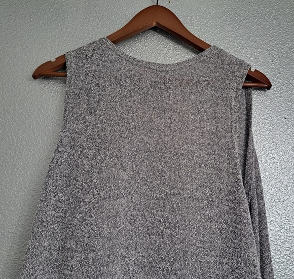 Marled Grey Knit Open Vest  Size M - Picture 10 of 11